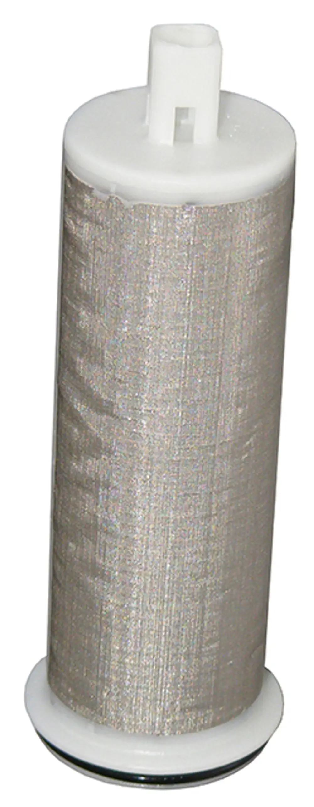 Syr Filtereinsatz für Trinkwasserfilter, zylindrische Form mit grauer Filtermembran und weißen Endkappen.